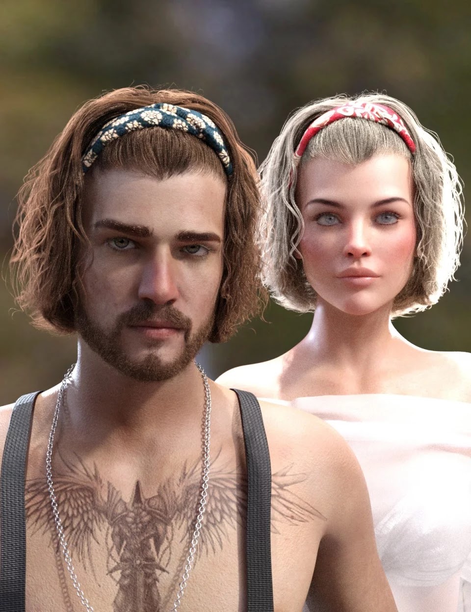 Sayrion Headband Hair Set for Genesis 8 Male(s) and Female(s)_DAZ3DDL