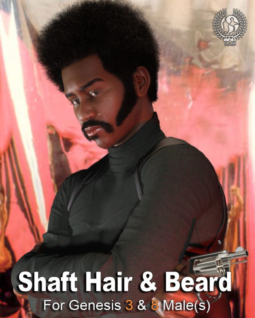 Shaft Hair and Beard Styles for Genesis 3 and 8 Male(s)_DAZ3D下载站