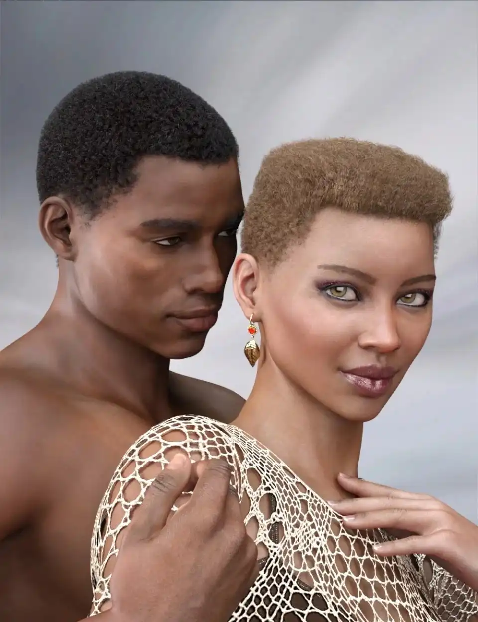Short Afro Hair for Genesis 3 and 8_DAZ3D下载站