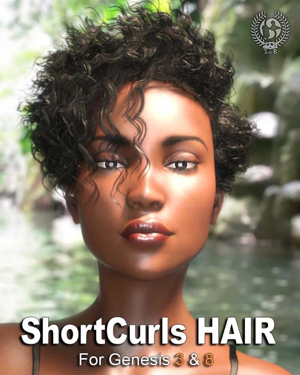 Short Curls Hair for Genesis 3 and 8_DAZ3D下载站