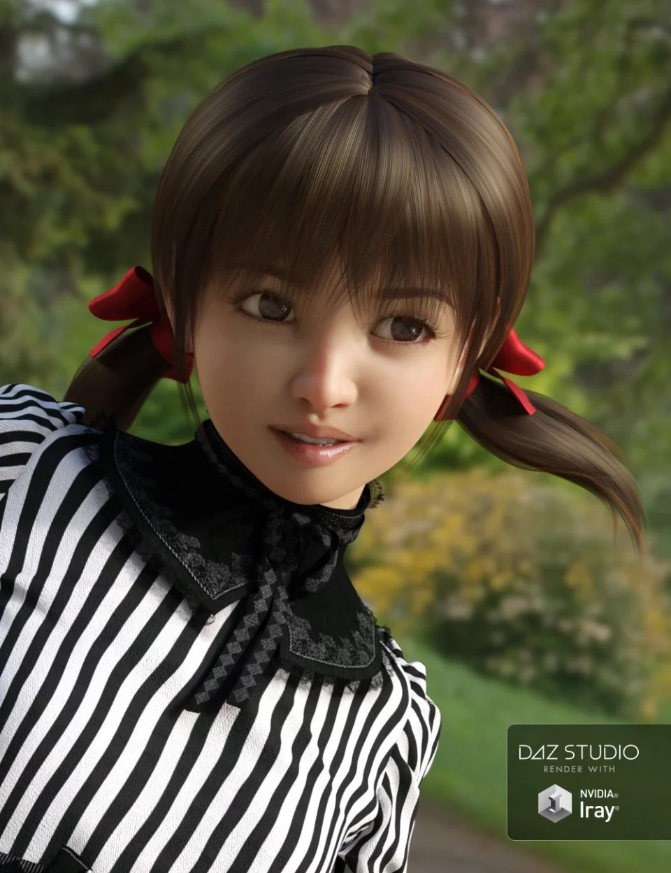 Short Pigtails for Genesis 3 and 8 Female(s)_DAZ3D下载站