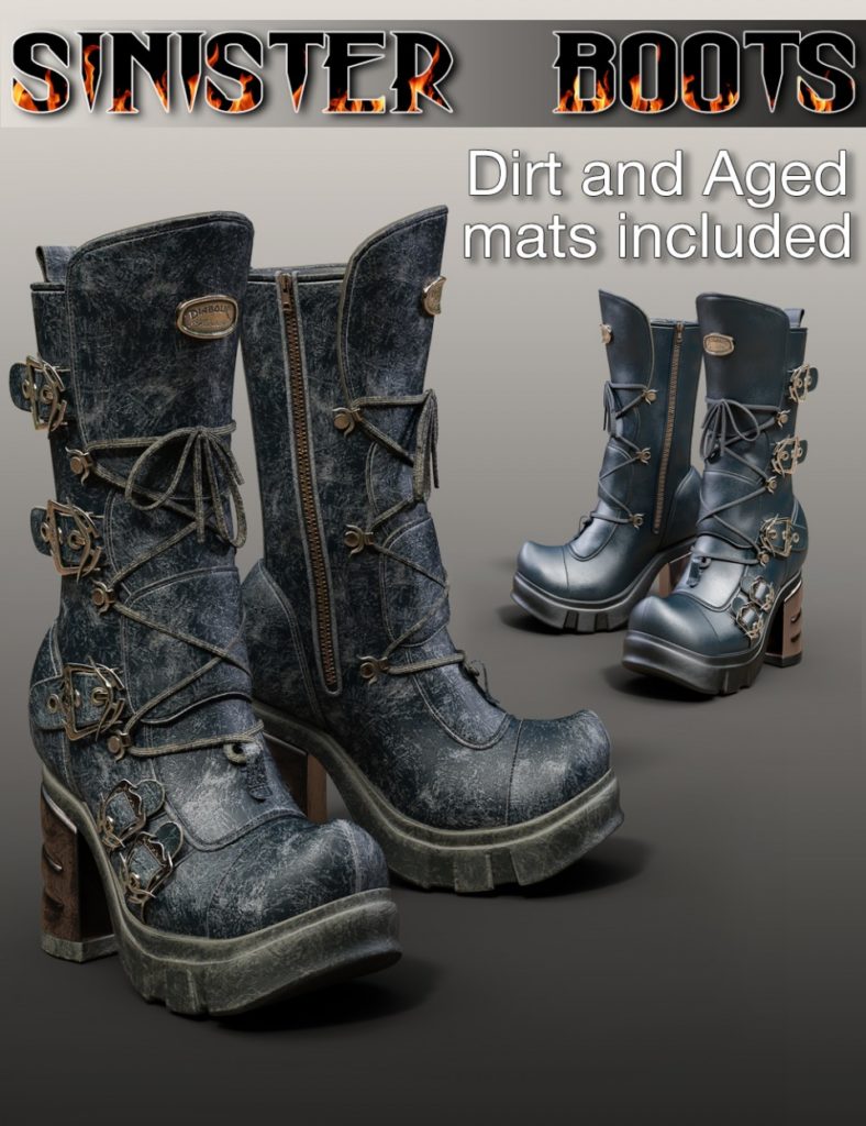 Slide3D Sinister Boots for Genesis 3 Female(s)_DAZ3D下载站