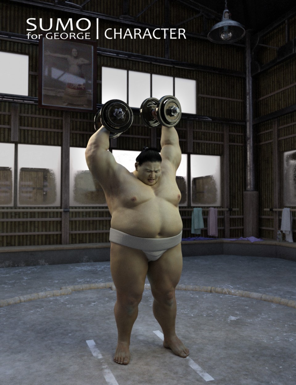 Sumo Character, Hair and Outfit for George and Genesis 3 Male_DAZ3D下载站