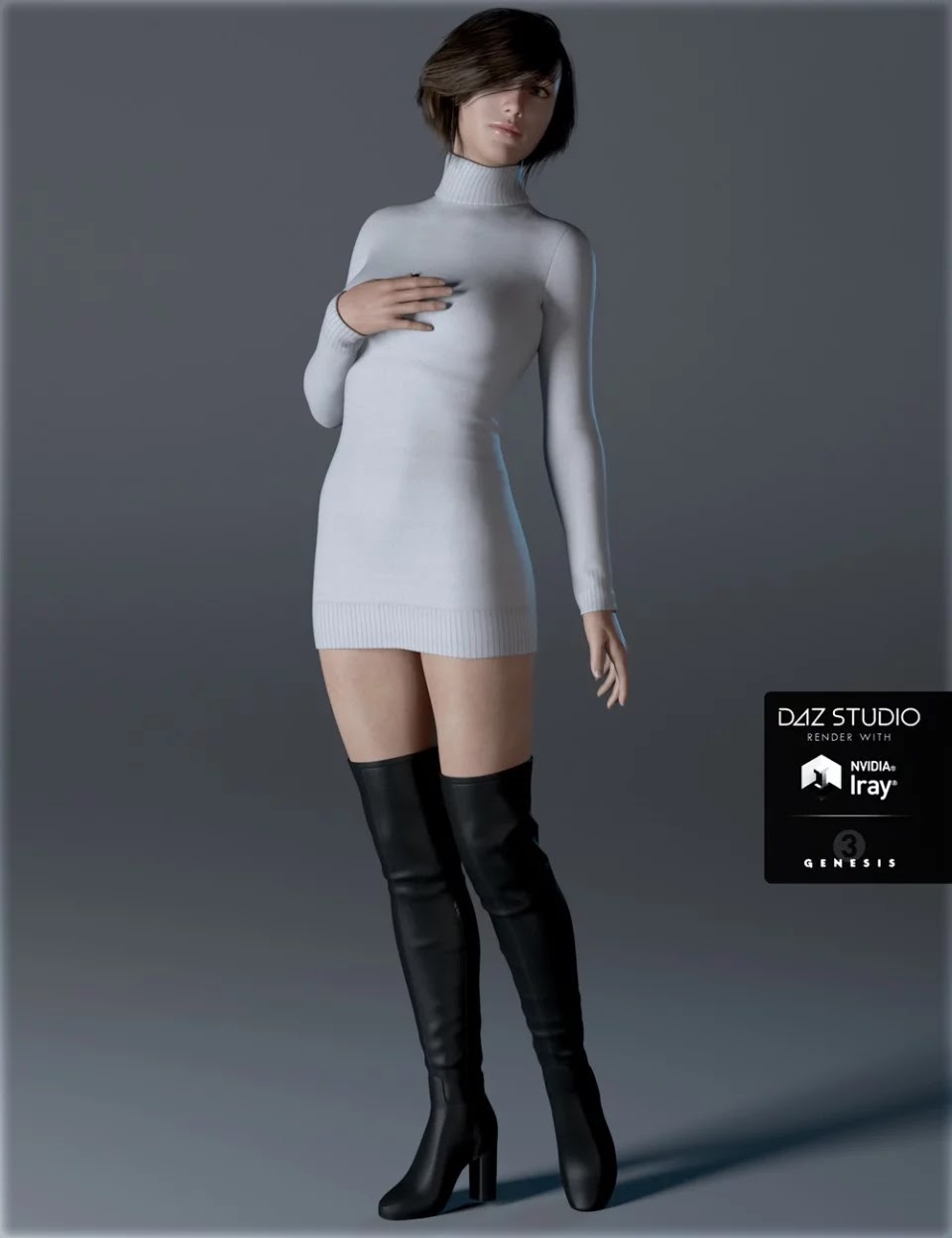 Sweater Dress for Genesis 3 Female(s)_DAZ3D下载站