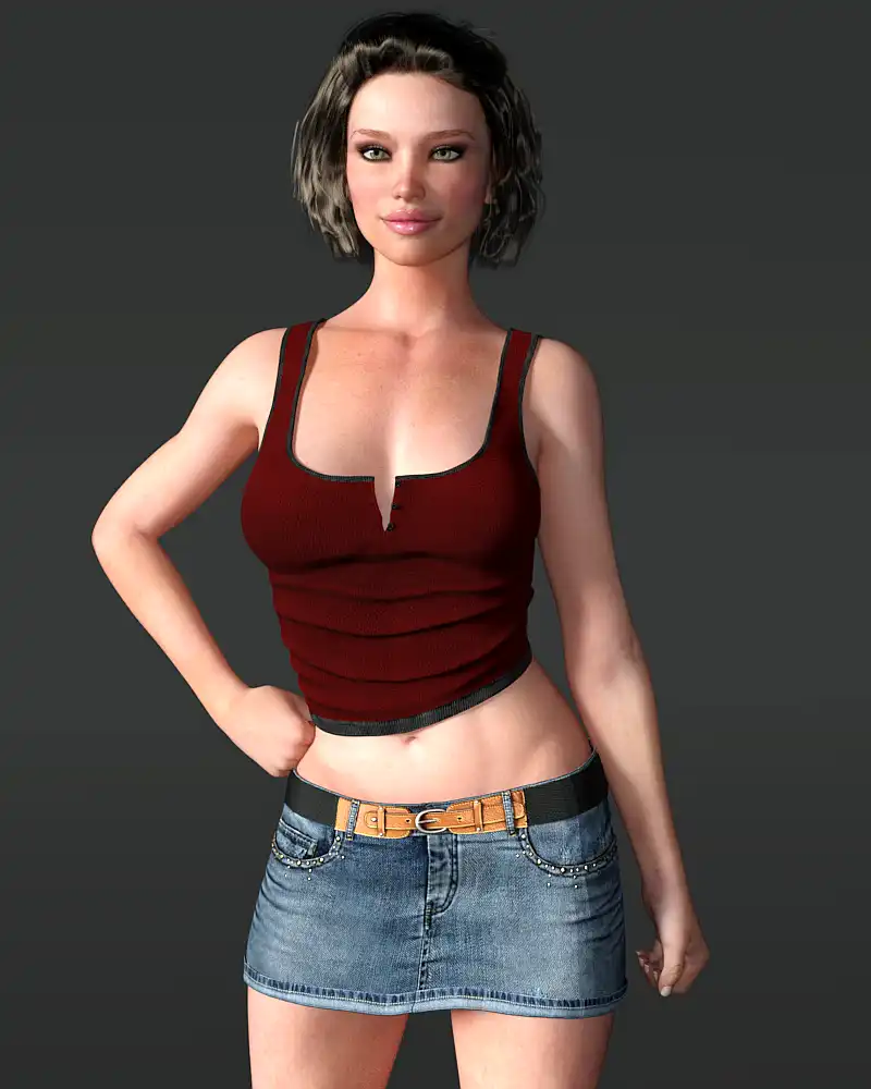 Tanjee Denim Mini and Tank Top for G3F_DAZ3DDL