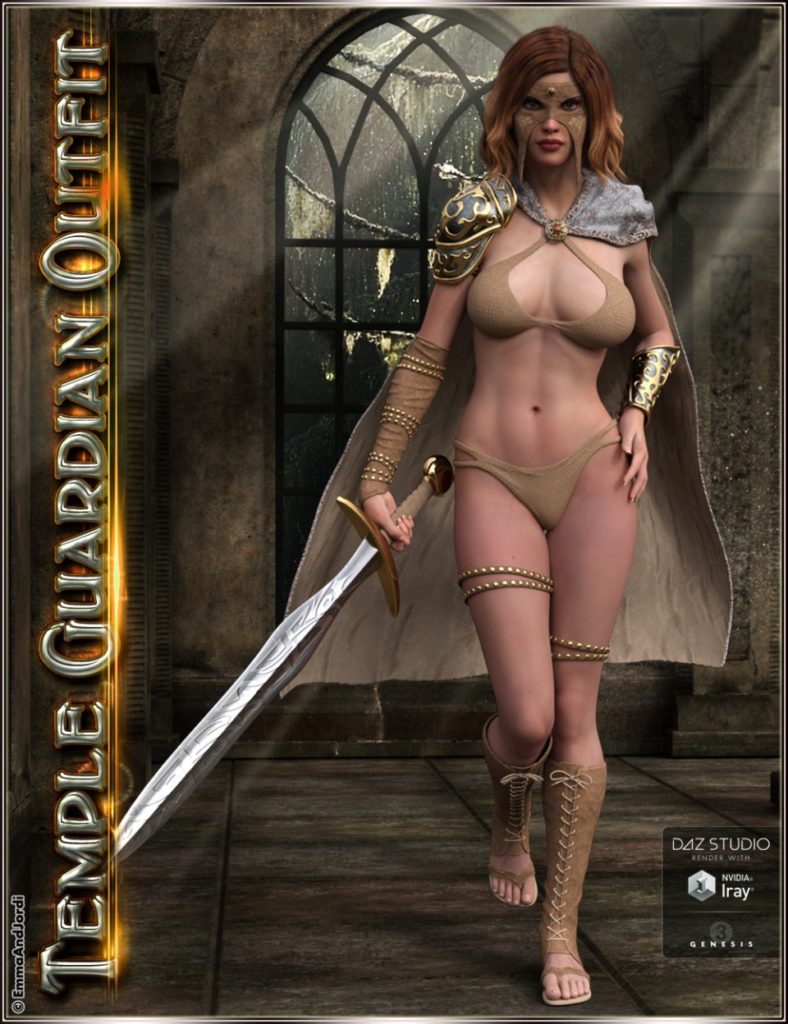 Temple Guardian Outfit and Accessories for Genesis 3 Female(s)_DAZ3D下载站