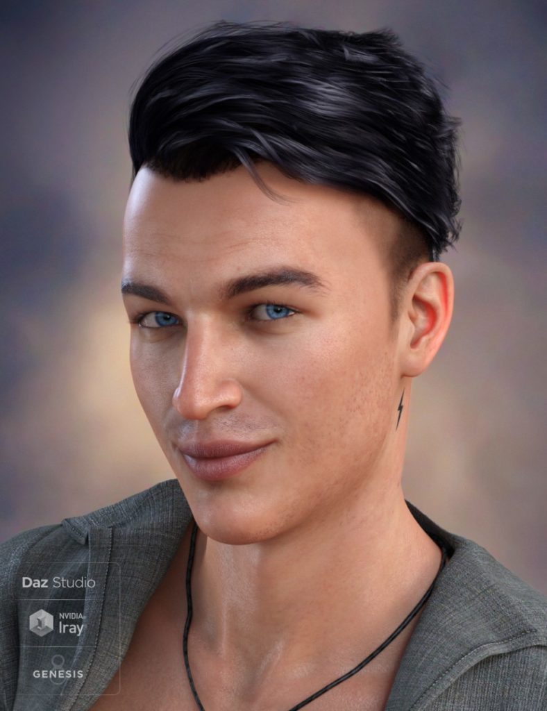 Terence Flipped Hair for Genesis 3 and 8 Male(s)_DAZ3D下载站