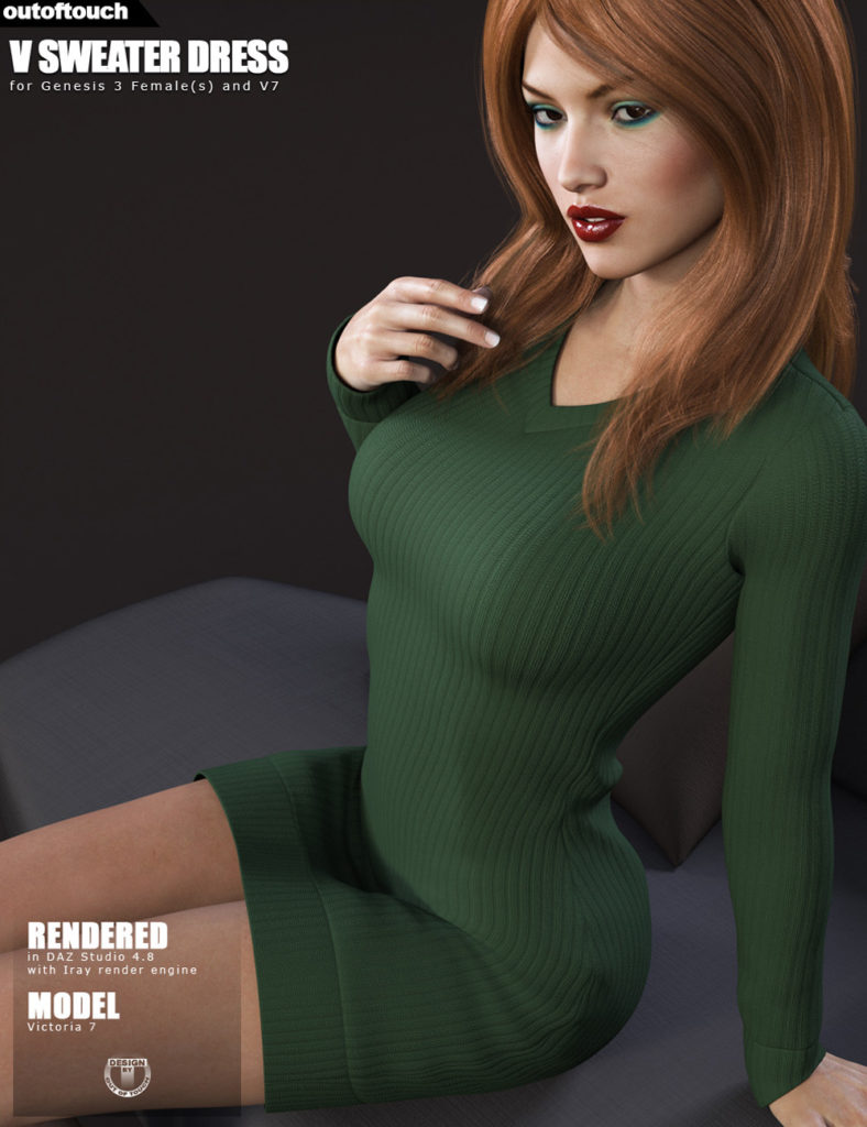 V Sweater Dress for Genesis 3 Female(s)_DAZ3D下载站