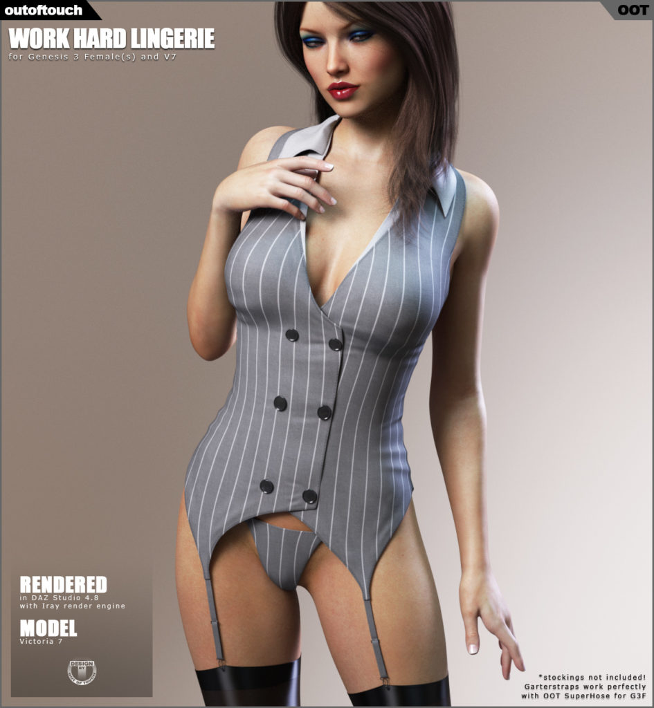 Work Hard Lingerie for Genesis 3 Females_DAZ3D下载站