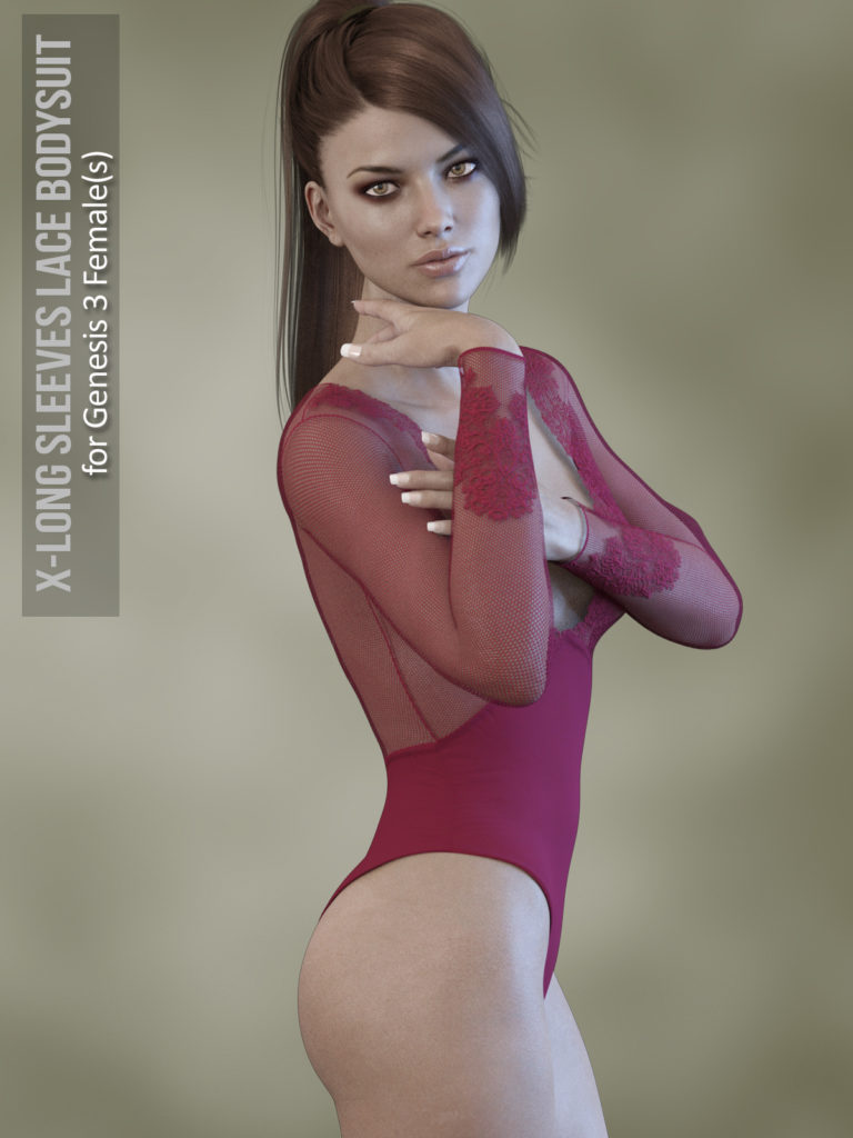 X-Fashion Long Sleeves Bodysuit for Genesis 3 Females_DAZ3D下载站
