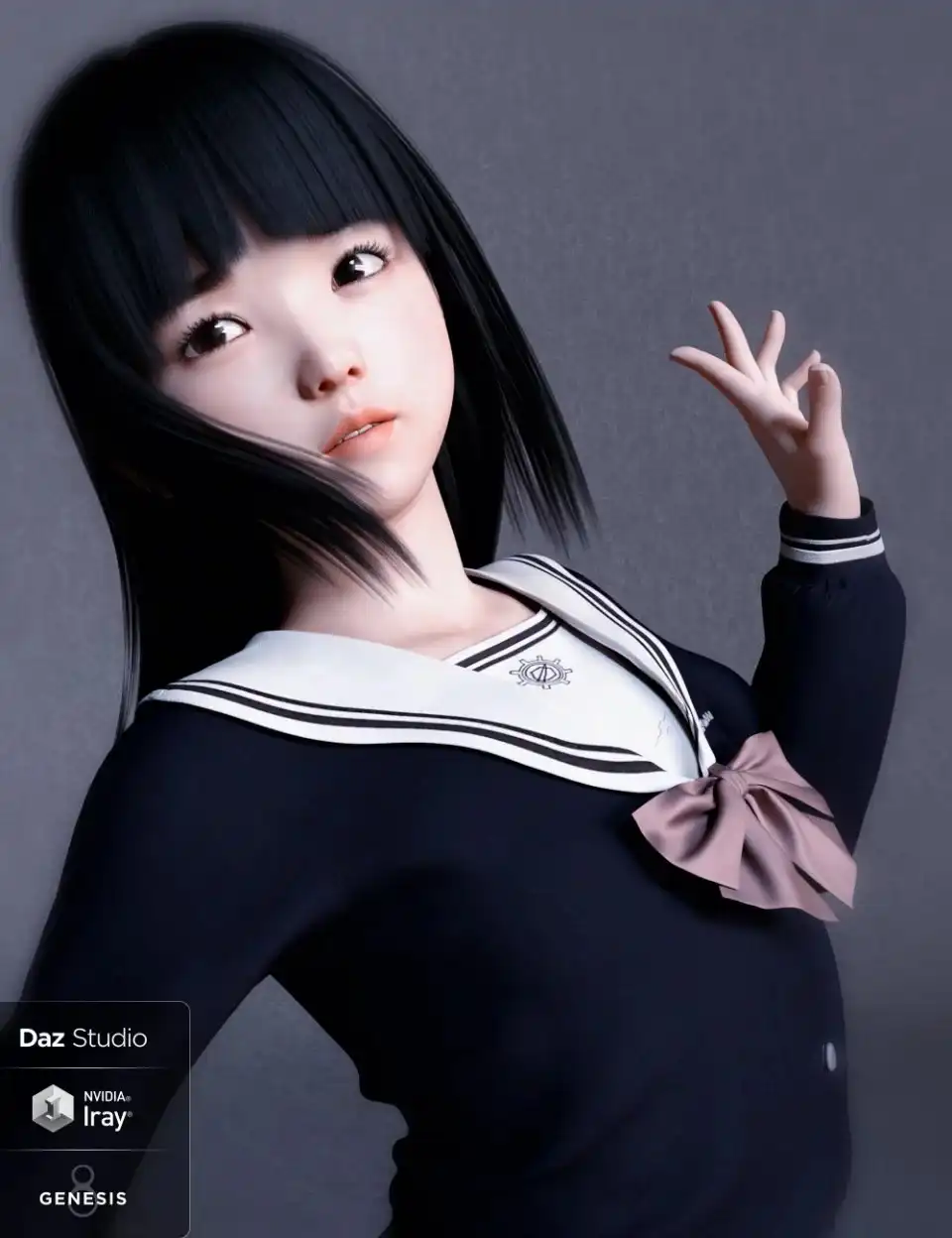Yui Character and Hair for Genesis 8 Female_DAZ3D下载站