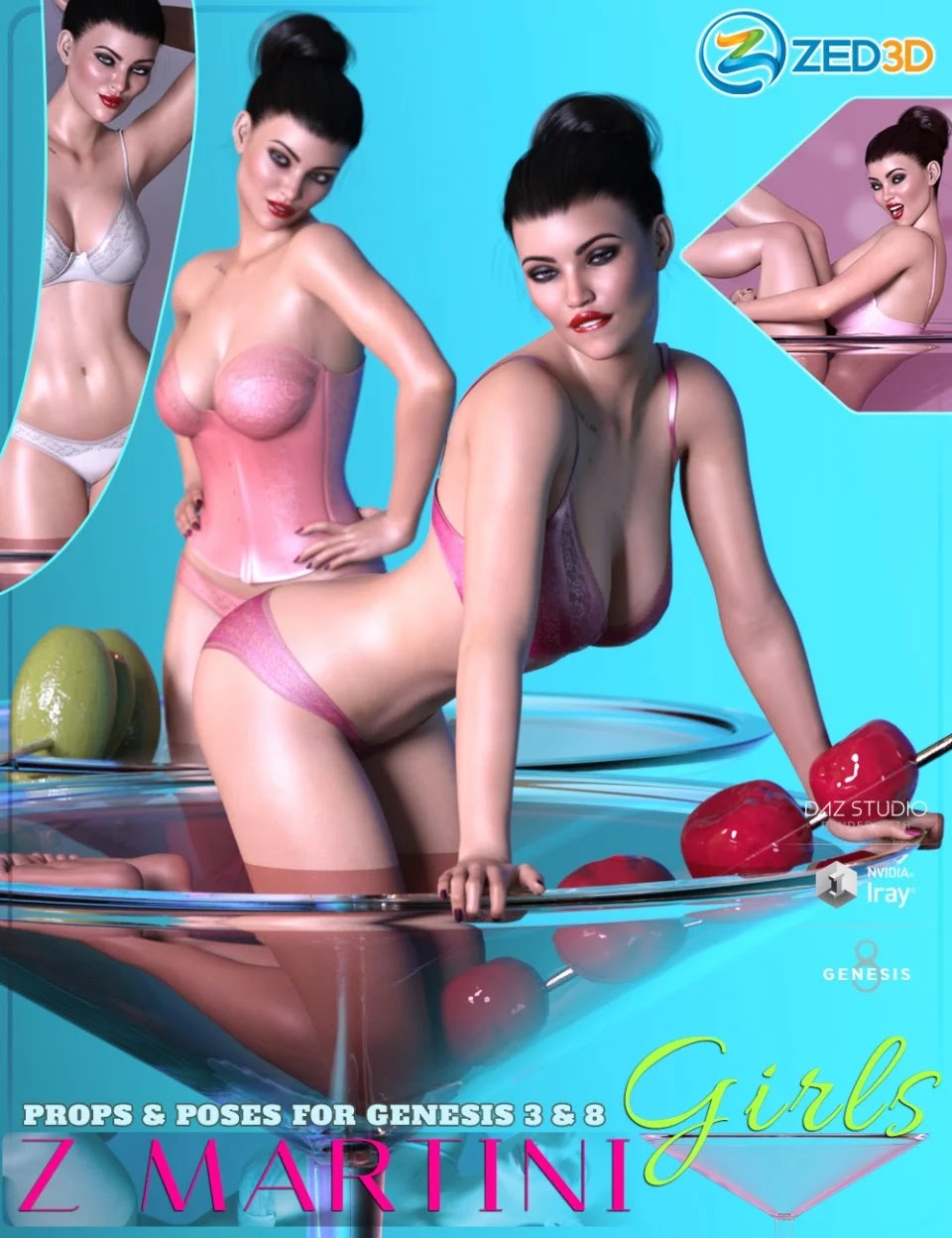 Z Martini Girls Prop and Poses for Genesis 3 and 8 Female_DAZ3D下载站