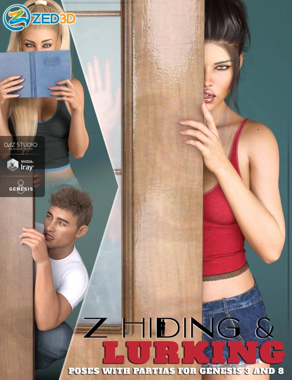 Z Utility Hiding and Lurking Poses and Partials for Genesis 3 and 8_DAZ3D下载站