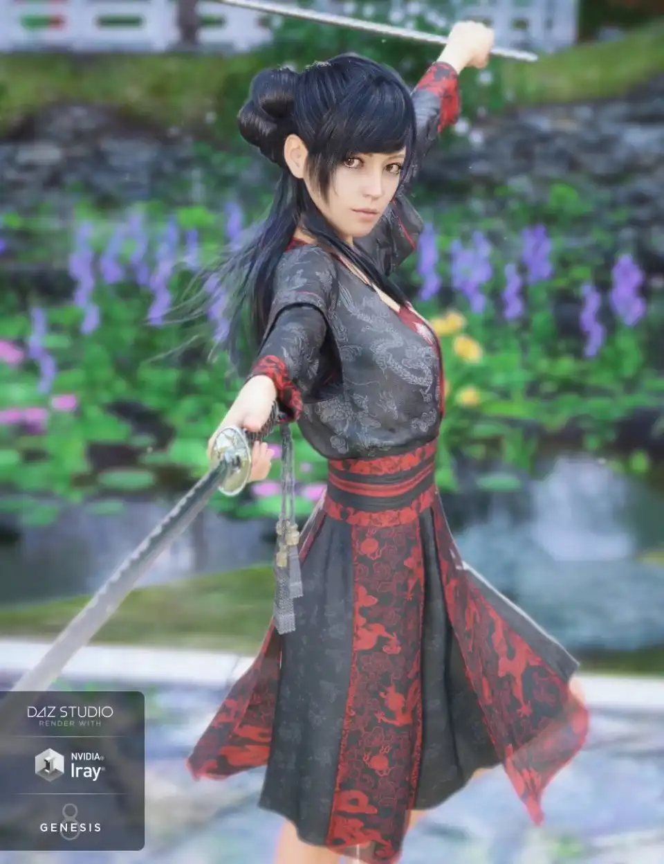 dForce Hanfu Dress for Genesis 8 Female(s)_DAZ3D下载站