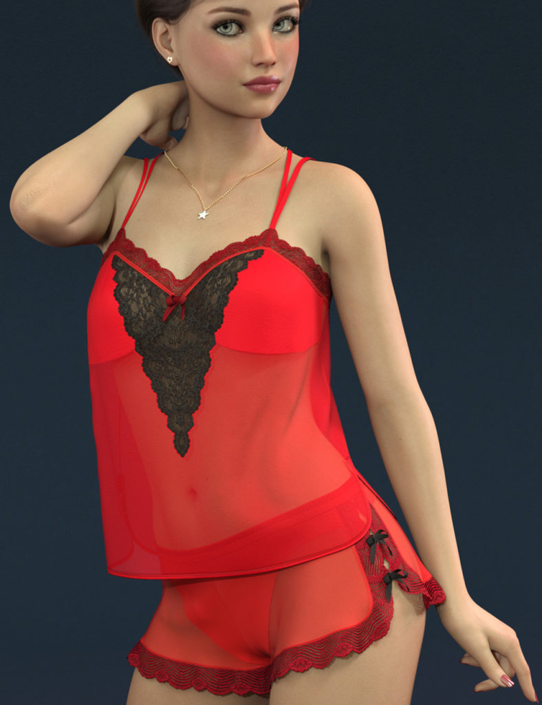 dForce Sexy Silk PJs With Lace for Genesis 8 Female_DAZ3D下载站