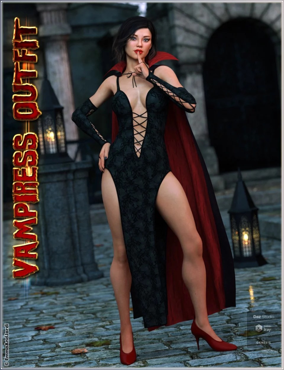 dForce Vampiress Outfit and Poses For Genesis 8 Female(s)_DAZ3D下载站