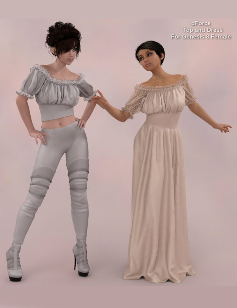 dForce – Wench Top and Dress for G8F_DAZ3D下载站