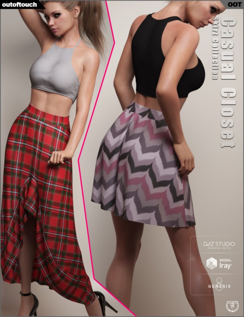 dForce Casual Closet Skirt Collection for Genesis 8 Female(s)_DAZ3D下载站