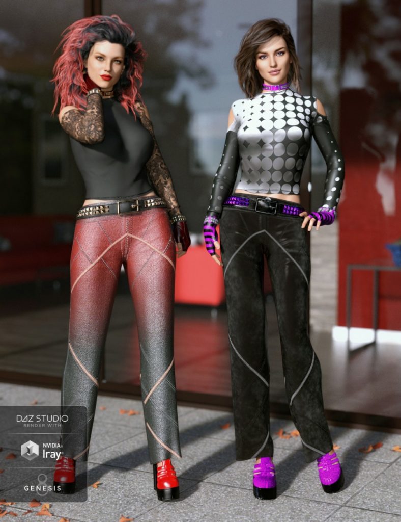 dForce Chic Fashion Gothic Outfit Textures_DAZ3D下载站