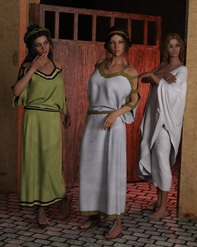 dForce Chiton and Toga for Genesis 3 Female and Genesis 8 Female_DAZ3D下载站