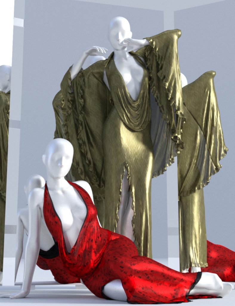 dForce Femme Fatale Dress for Genesis 3 and 8 Female(s)_DAZ3D下载站