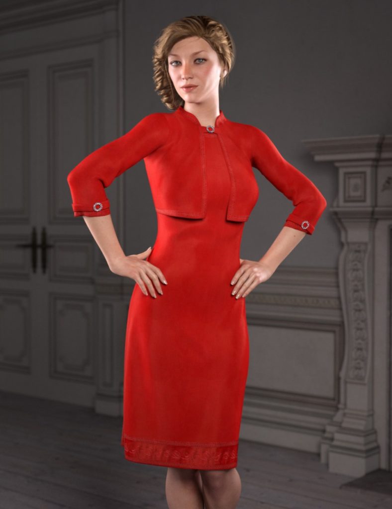 dForce Little Red Dress for Genesis 8 Female(s)_DAZ3D下载站