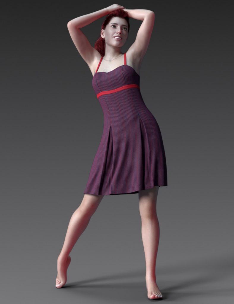 dForce Pleated Ardor Dress for Genesis 8 Female_DAZ3D下载站