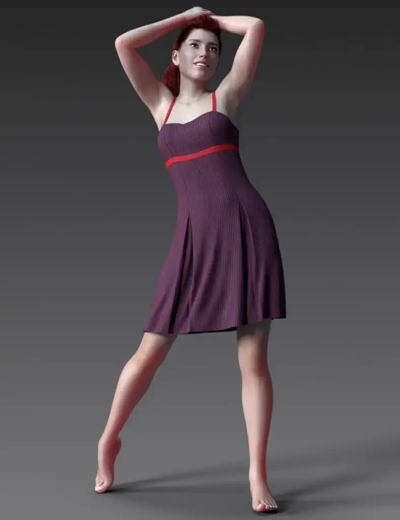 dForce Pleated Ardor Dress for Genesis 8 Female_DAZ3DDL