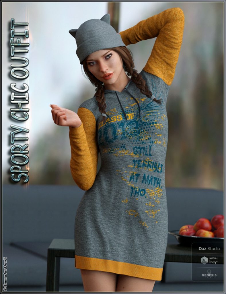 dForce Sporty Chic Outfit, Hair and Poses For Genesis 8 Female(s)_DAZ3DDL