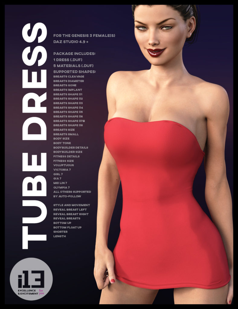 i13 TUBE DRESS for the Genesis 3 Female(s)_DAZ3DDL