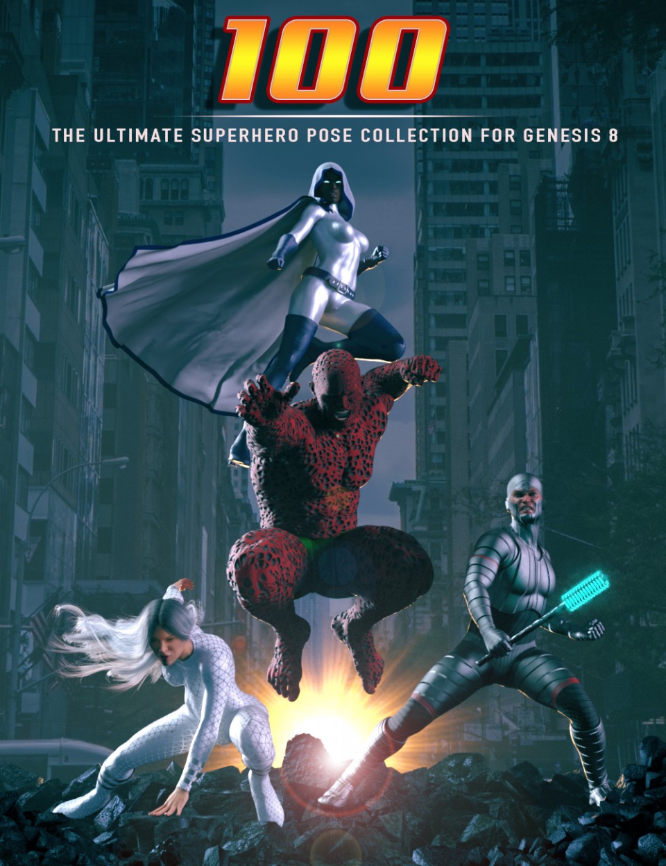 100 Ultimate Superhero Poses for Genesis 8_DAZ3DDL