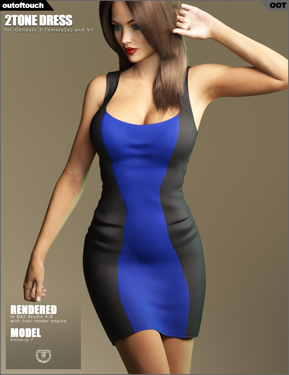 2Tone Dress for Genesis 3 Female(s)_DAZ3D下载站