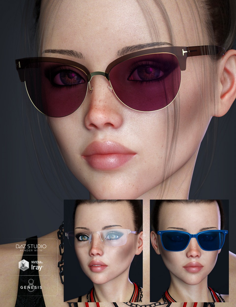 Alt Style Glasses for Genesis 8 Male(s) and Female(s)_DAZ3D下载站