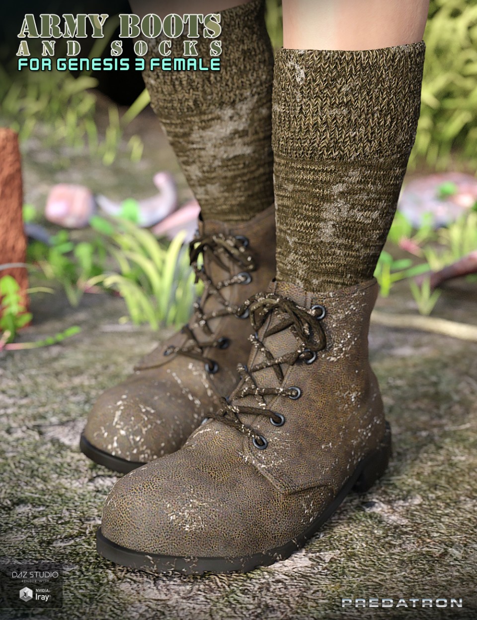 Army Boots and Socks for Genesis 3 Female(s)_DAZ3D下载站