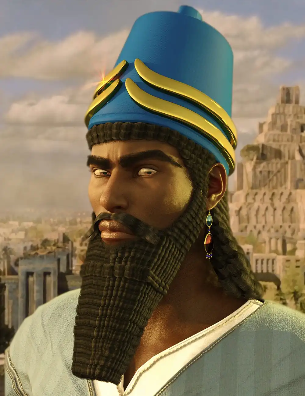 Assyrian Headdress for Genesis 8 Males_DAZ3D下载站