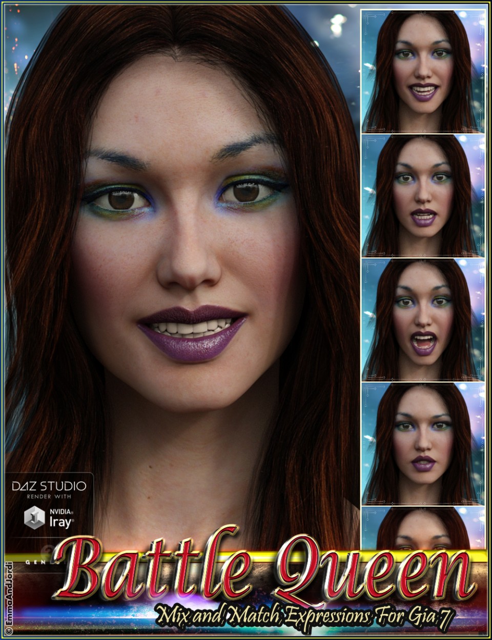 Battle Queen Mix and Match Expressions for Gia 7_DAZ3D下载站
