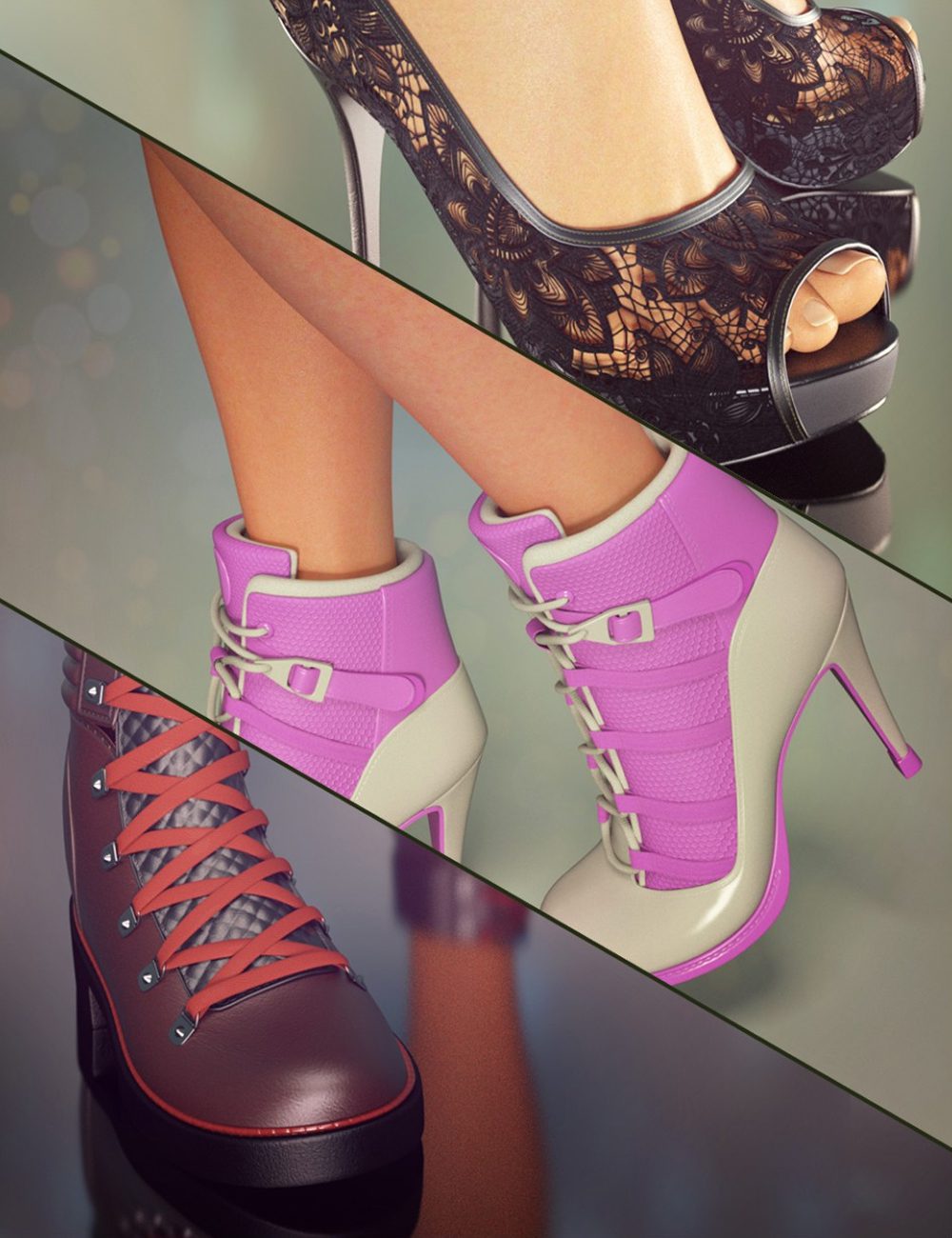 Beautiful Shoes Collection for Genesis 8 Female(s)_DAZ3D下载站