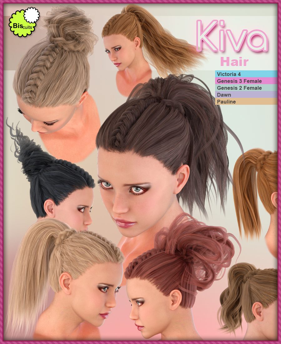 Biscuits Kiva Hair_DAZ3D下载站