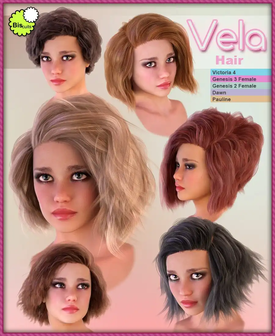 Biscuits Vela Hair_DAZ3D下载站