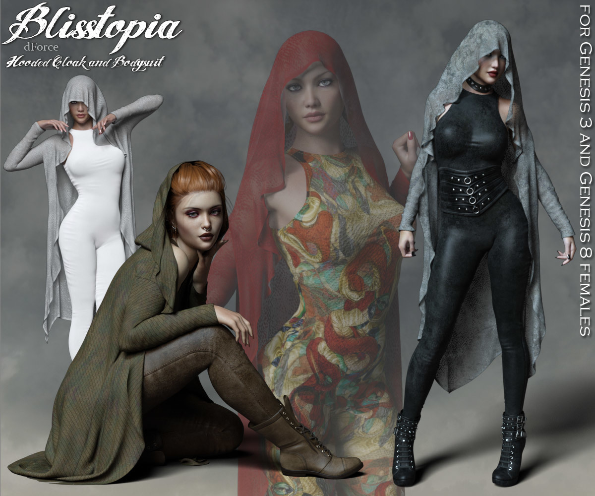 Blisstopia dForce Cloak and Bodysuit G3F G8F_DAZ3D下载站