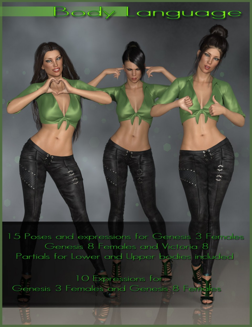 Body Language – Poses and Expressions for Genesis 3 and 8 Female(s)_DAZ3DDL
