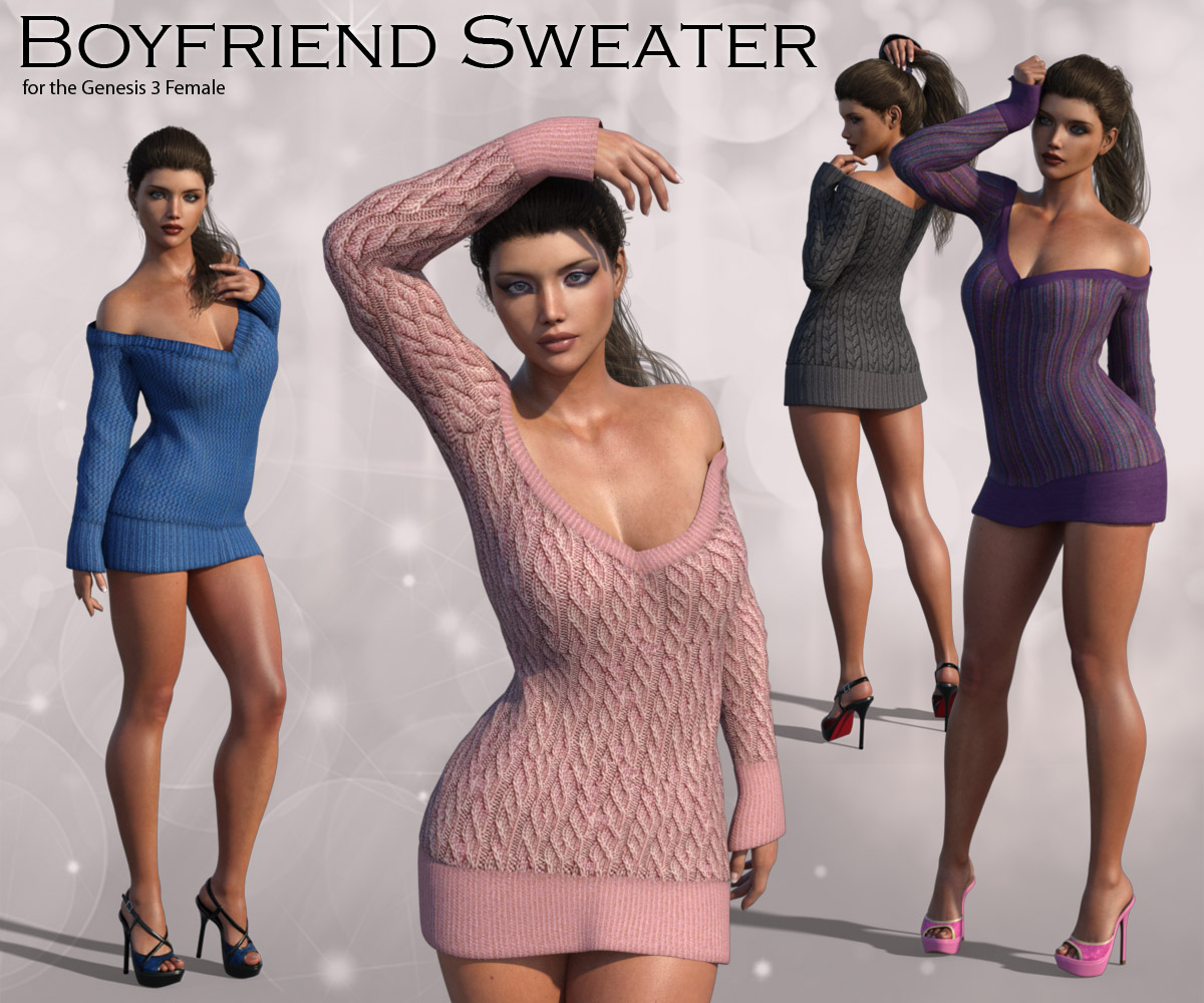 Boyfriend Sweater for Genesis 3 Female_DAZ3DDL