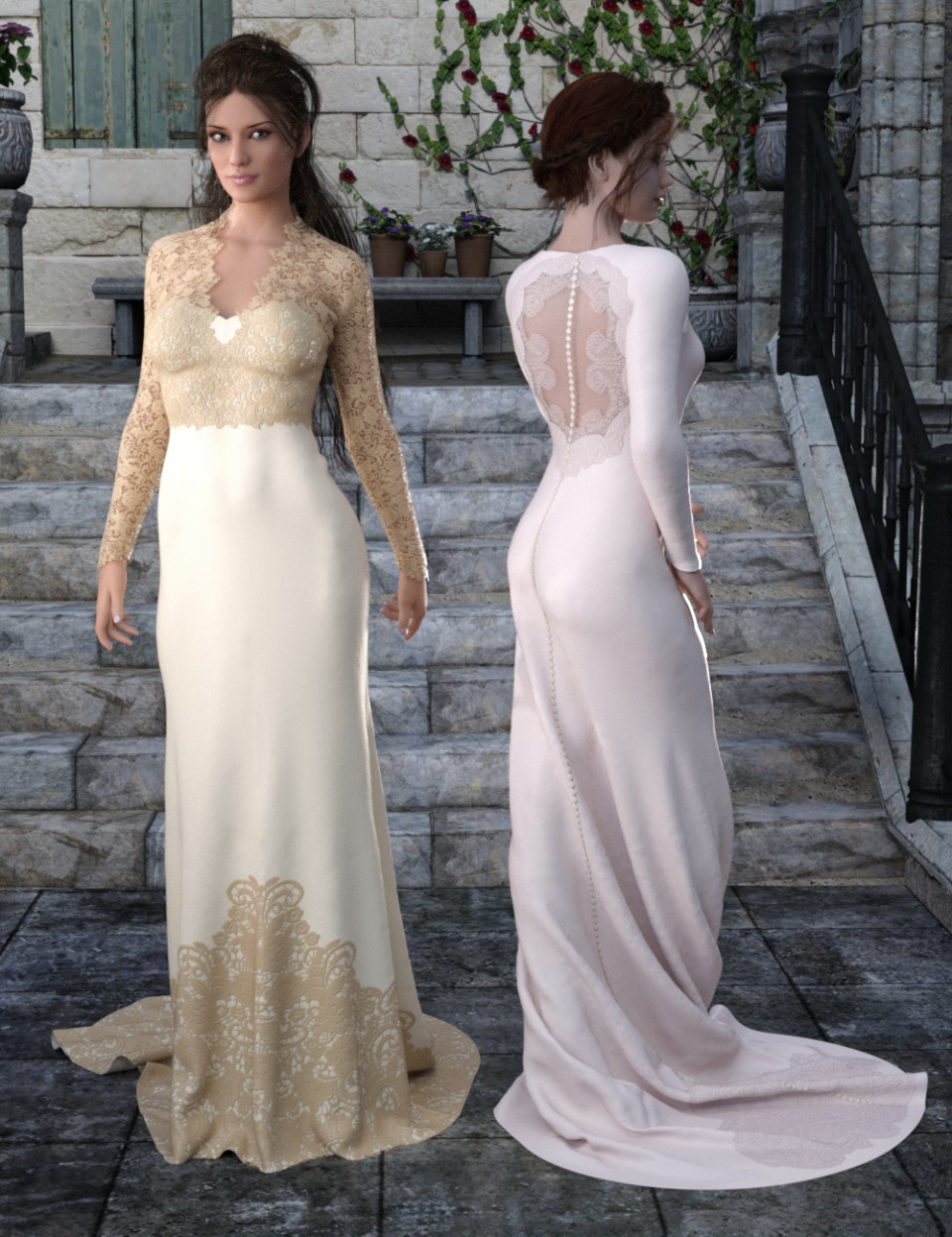 Bridal Styles for Trumpet Dress_DAZ3D下载站
