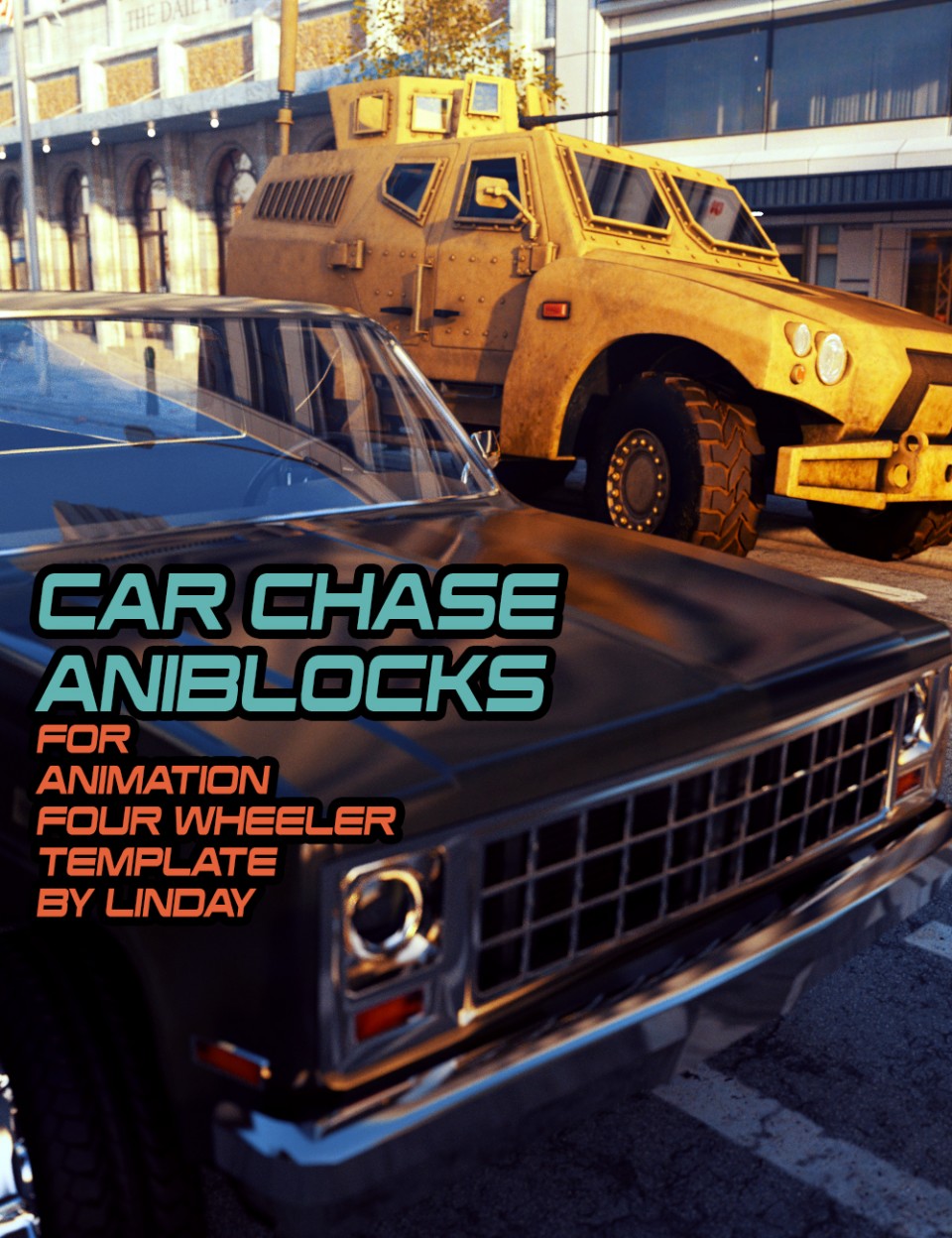Car Chase aniBlocks for Animation Four Wheeler Template_DAZ3D下载站