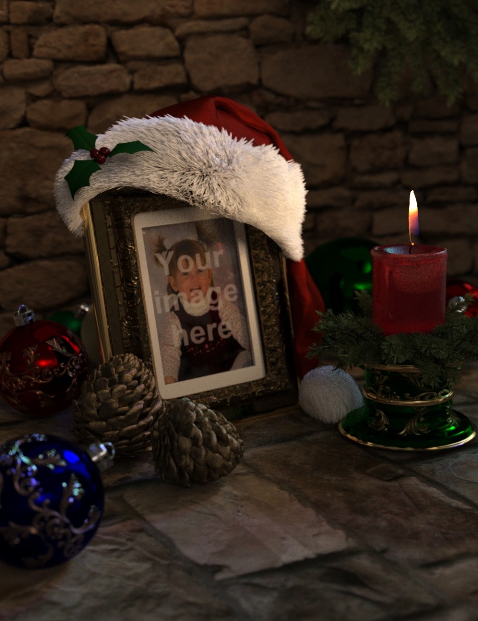 Christmas Frame and Candle Set_DAZ3DDL