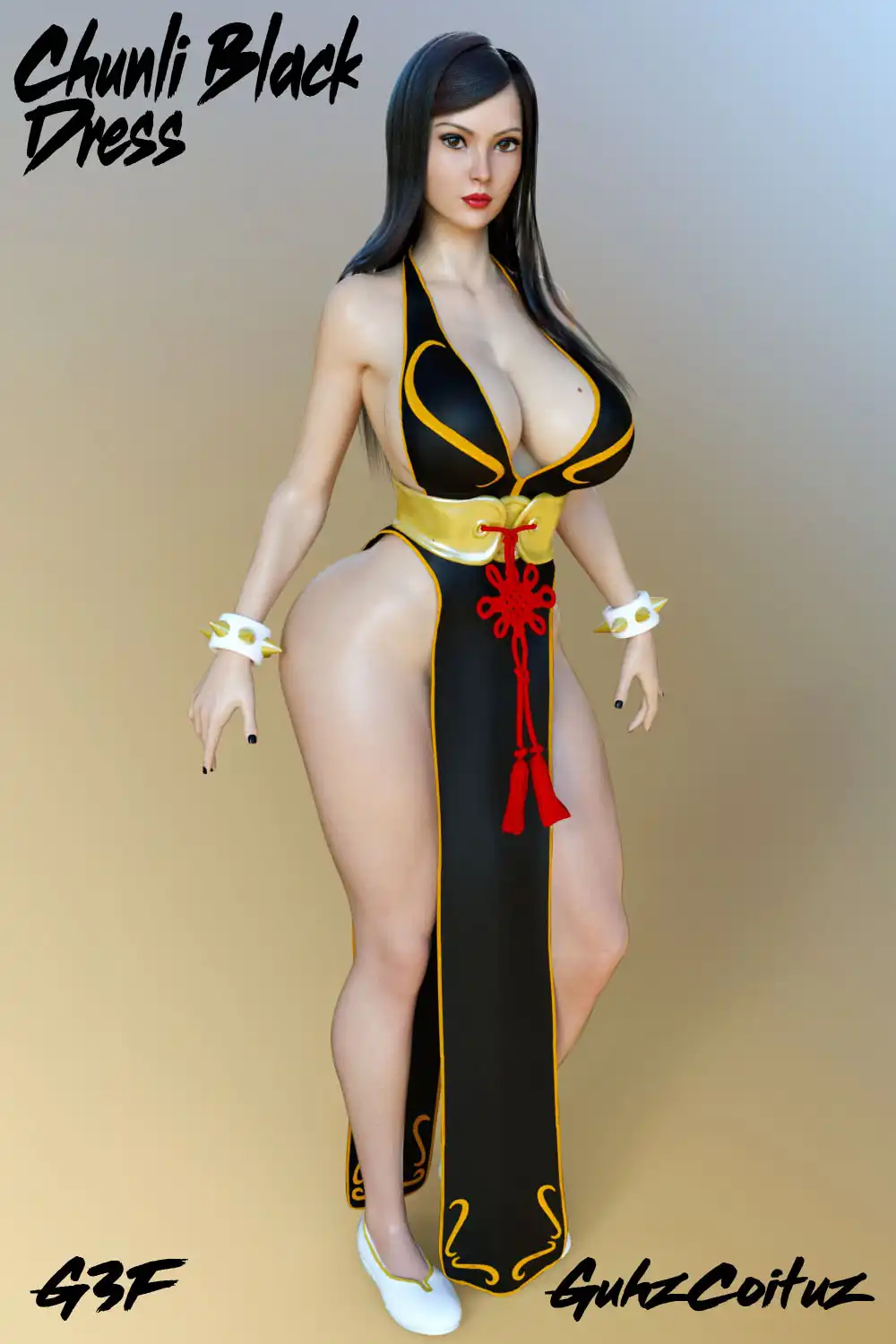 Chunli Black Dress for G3F_DAZ3DDL