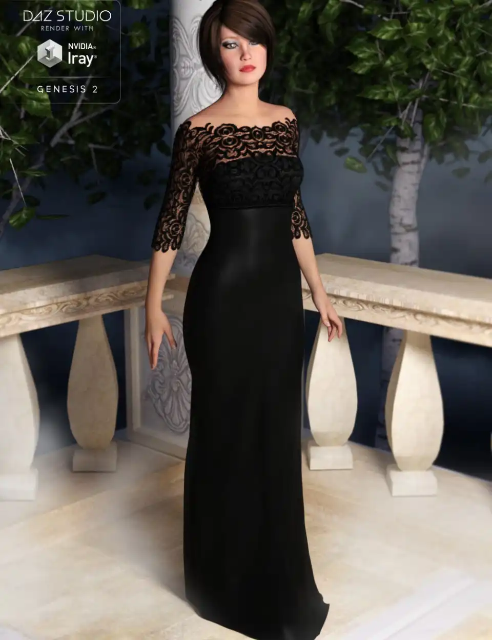 Classic Evening Gown for Genesis 2 Female(s)_DAZ3DDL
