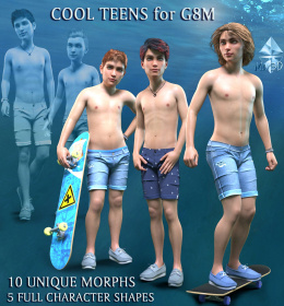 酷青少年G8M -独特的字符形状 - Cool TEENS for G8M – Unique Character Shapes_DAZ3D下载站