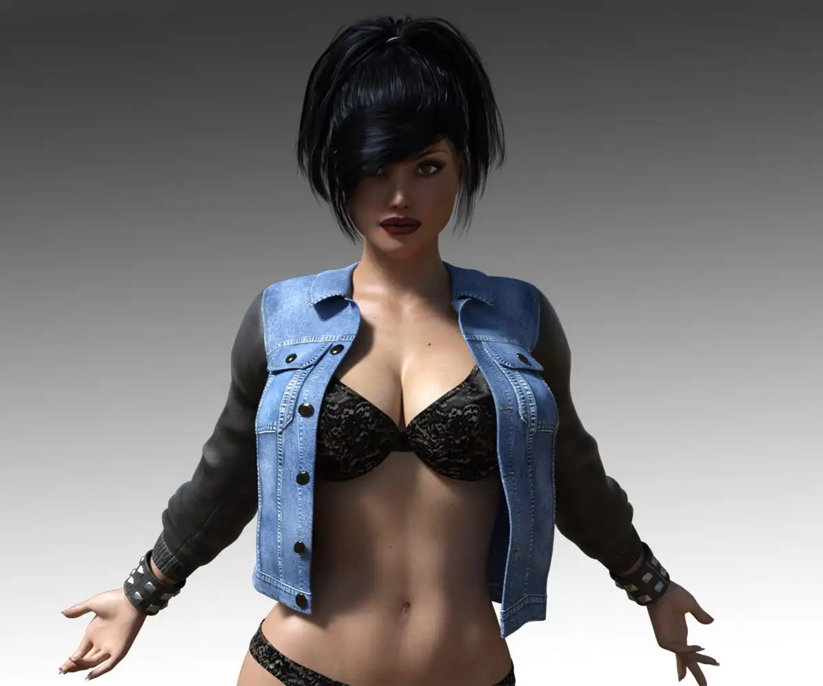 Denim and Leather Jacket for Genesis 3 Female_DAZ3DDL