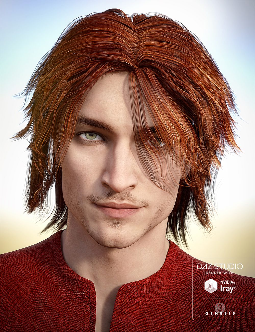 Elven Hair for Genesis 3 Male(s)_DAZ3D下载站